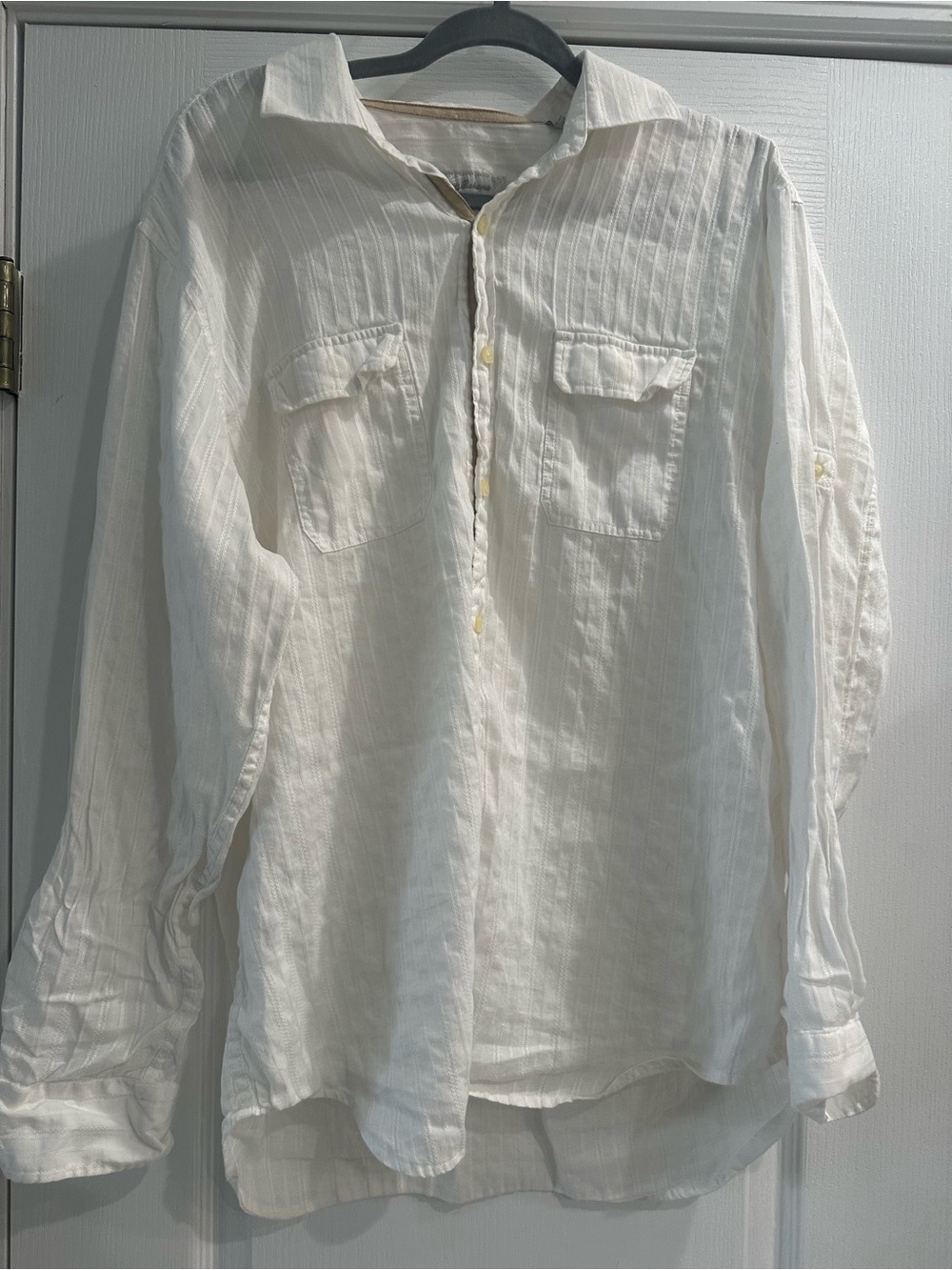 Tommy Bahama White Textured Long-Sleeve Button Down Shirt